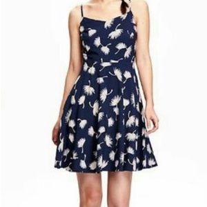 Old Navy Fit and Flare Navy Floral Cami Dress, Size XS